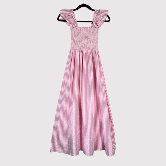 Petal Pup Dress Pink Daniela Striped Midi Smocked Seersucker Fit Flare Size 6 - Picture 3 of 11